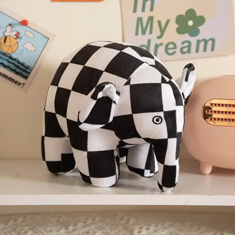elephant en peluche Blanc Noir