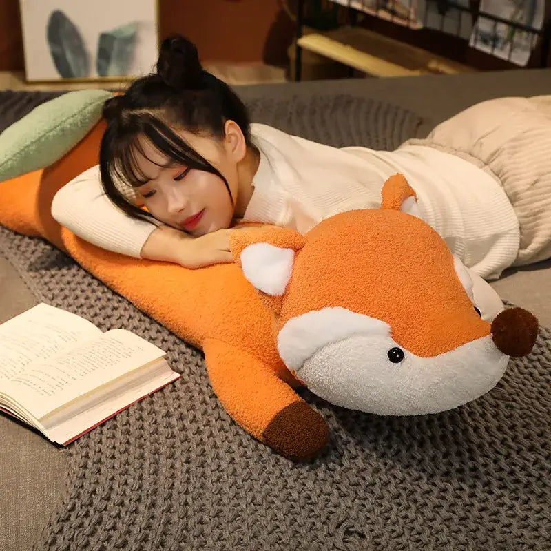 CQCYD Peluche Renard en Peluche, Peluche Renard Réaliste, Compagnon d'Aide au Sommeil Doux pour Soulager l'Anxiété, Câlins pour Enfants et Adultes, Cadeaux pour Filles et Garçons