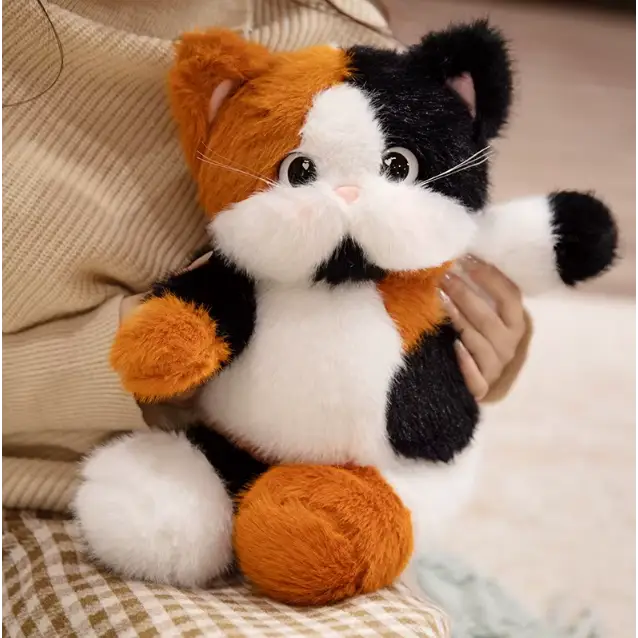 peluche chat blanc et roux