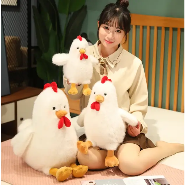 peluche poule blanche