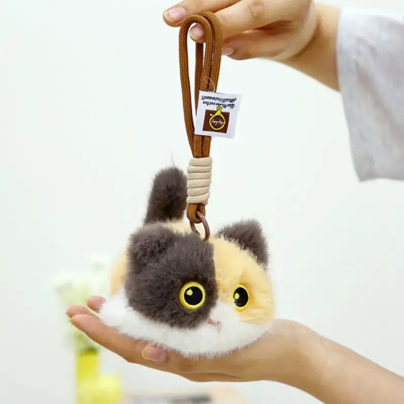 Porte-clés Chat Noir Peluche – 8 Cm, Avec Poisson Fantôme – Doux, Cadeau Accessoire Sac