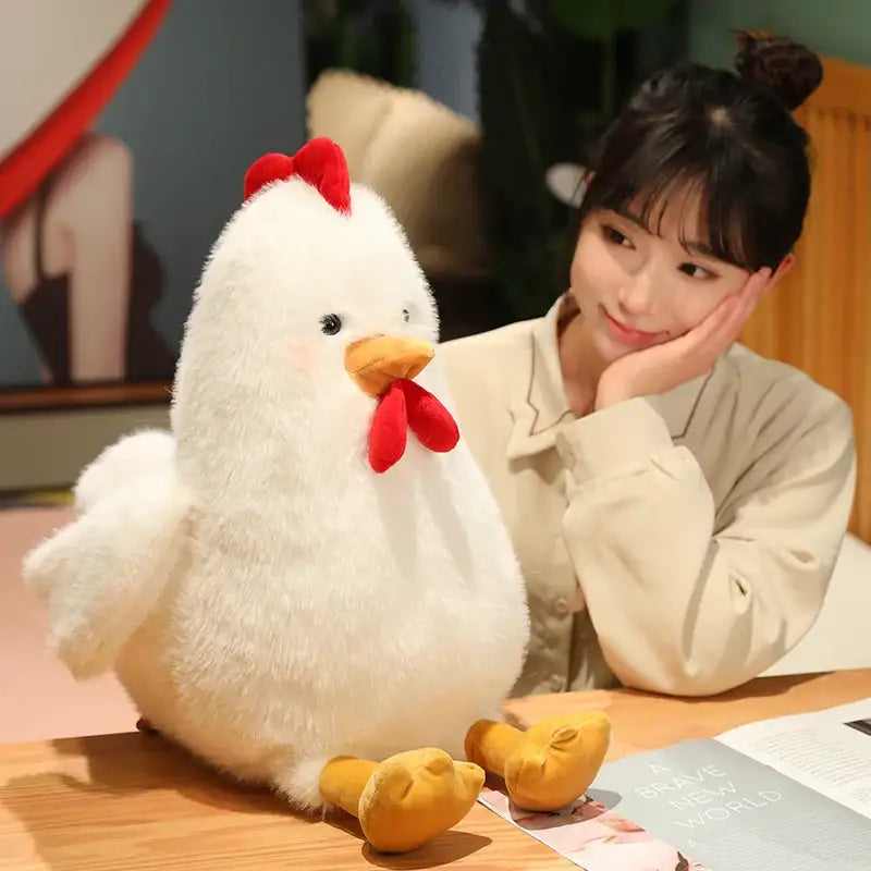 peluche poule blanche