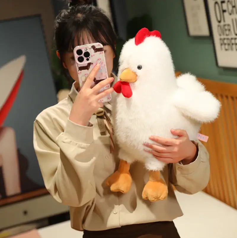 peluche poule blanche