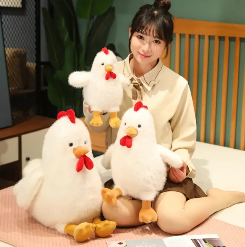 peluche poule blanche