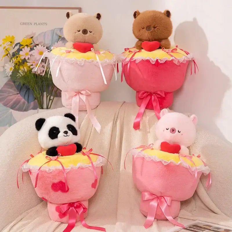 bouquet de fleur avec peluche