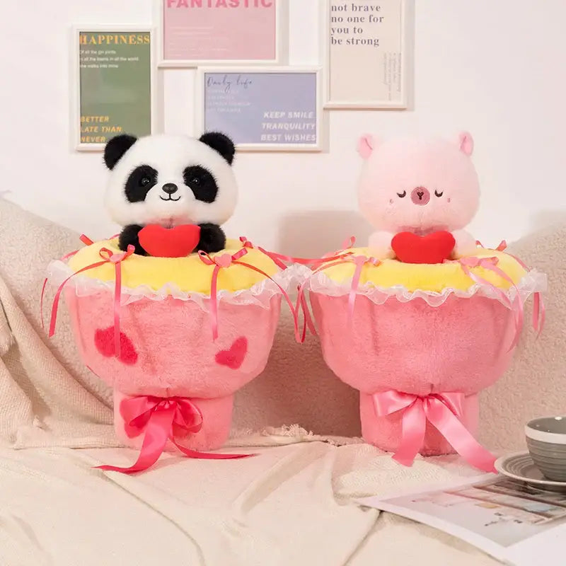 bouquet de fleur avec peluche