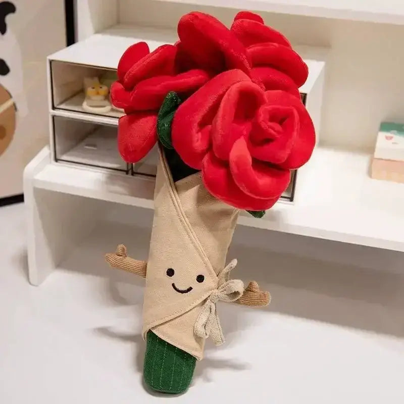 bouquet de fleur peluche - Rouge