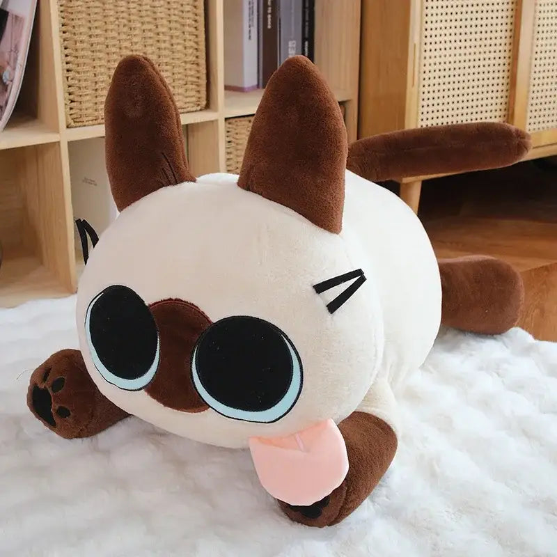 chat siamois peluche - Couché / 35cm