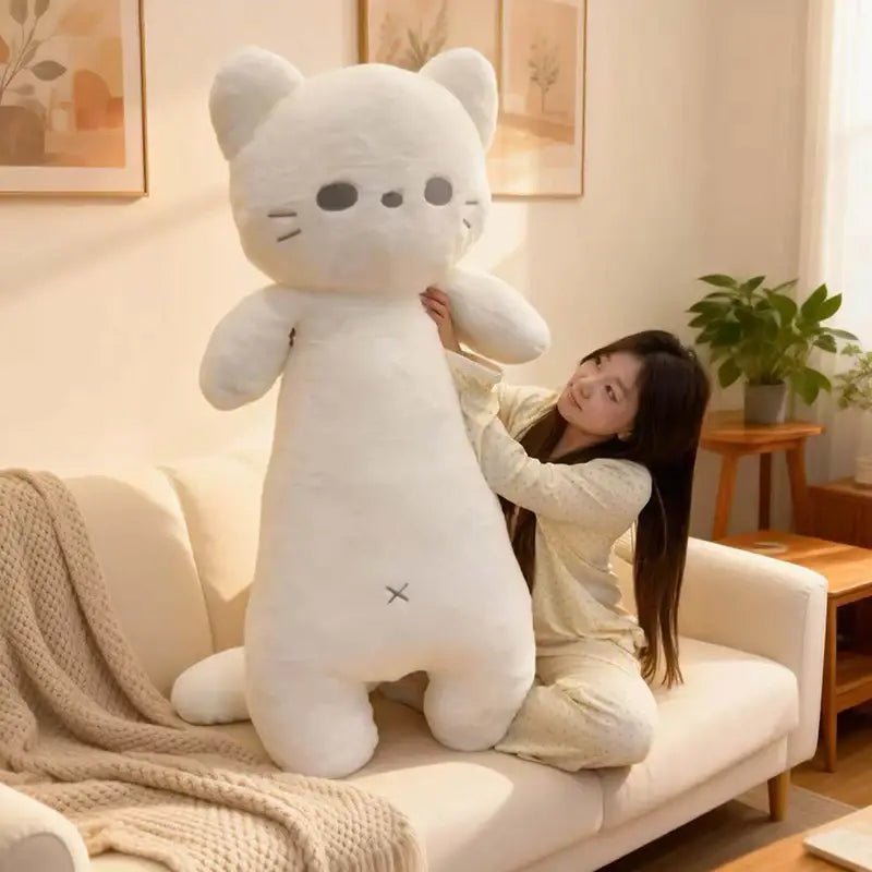 chat en peluche geant - Blanc / 75cm