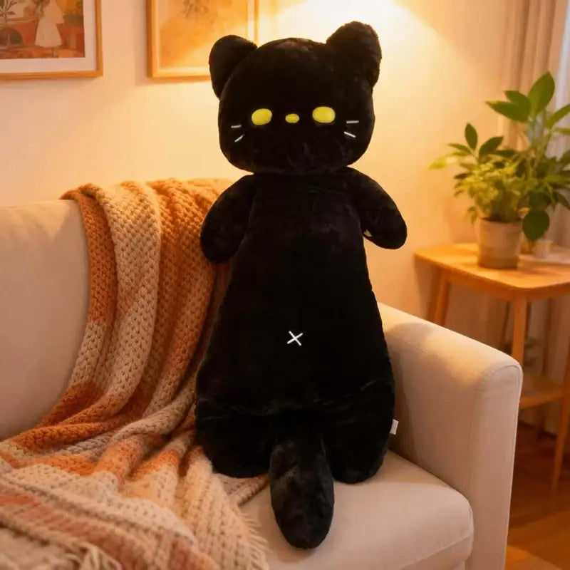 chat en peluche geant - Noir / 75cm