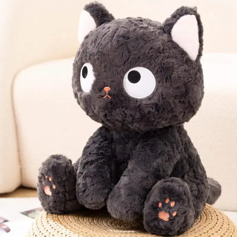 chat noir en peluche - Assis - 30cm