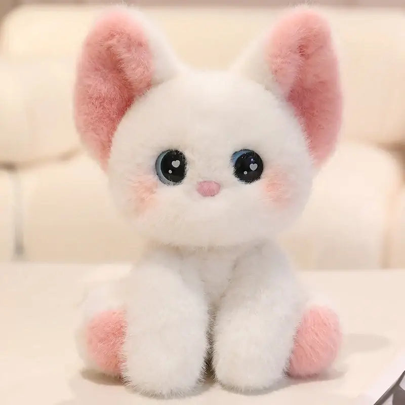 chat peluche bebe - Blanc Rose