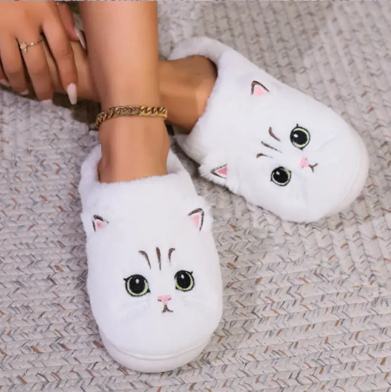 chausson peluche chat - Blanc / 36-37