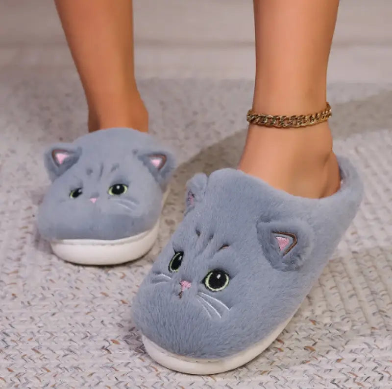 chausson peluche chat - Gris / 36-37