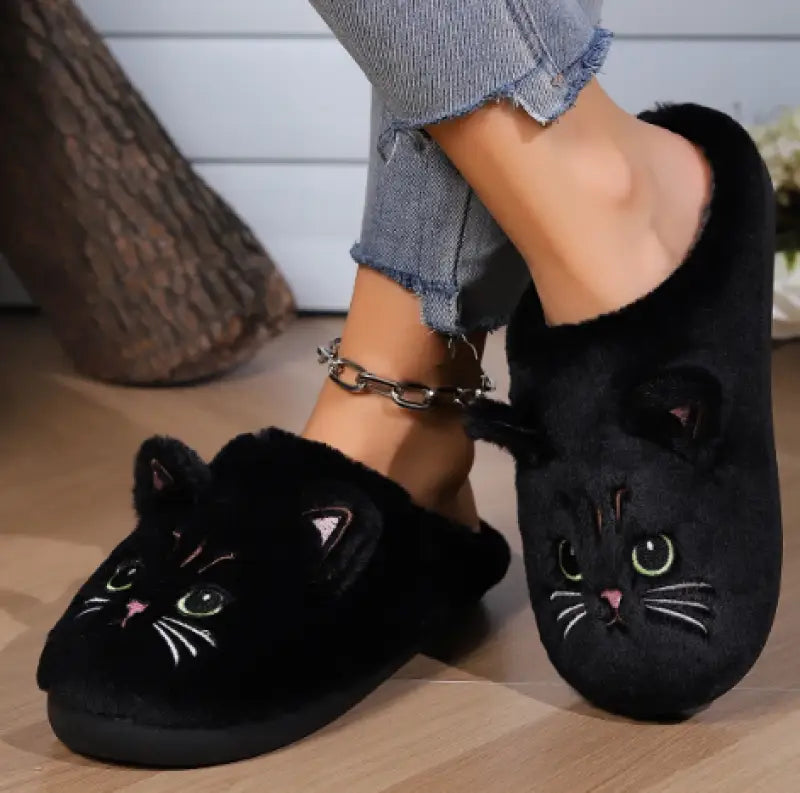 chausson peluche chat - Noir / 36-37