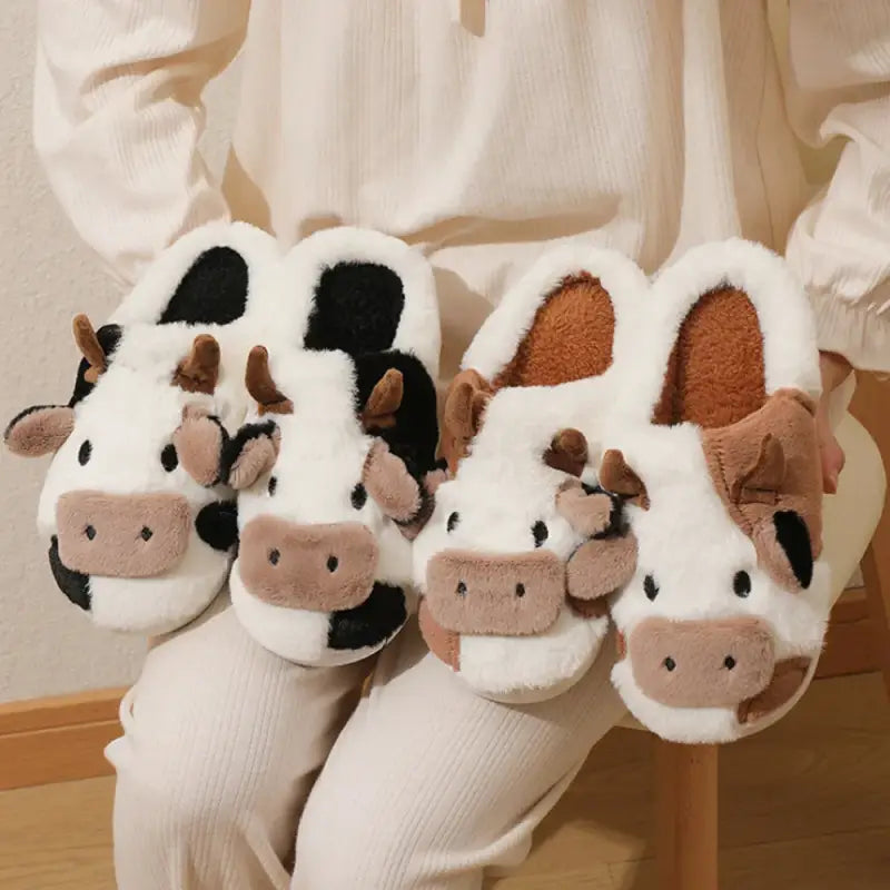 chausson peluche vache