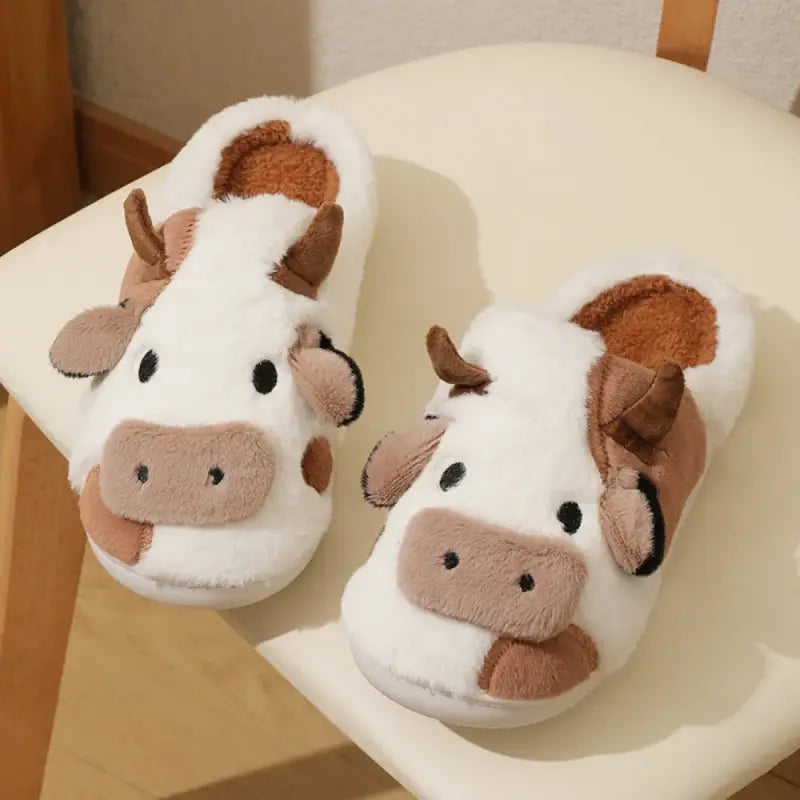 chausson peluche vache - Brun / 36-37