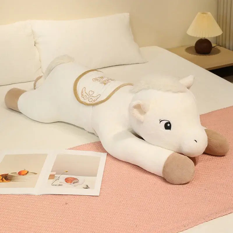 cheval en peluche geant - Blanc / 70cm