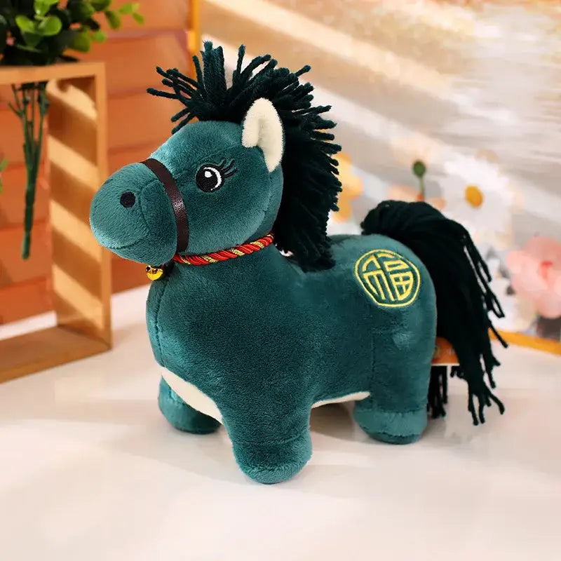 cheval jouet peluche - Vert / 22cm