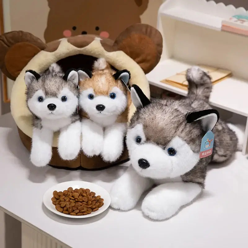 chien husky en peluche