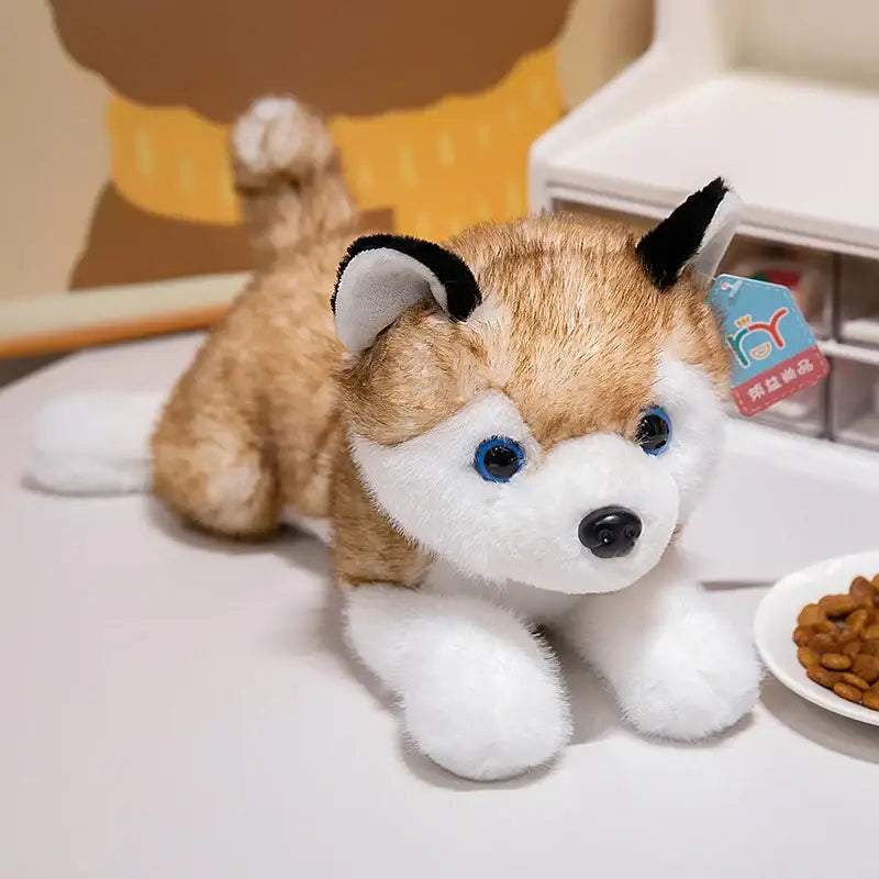 chien husky en peluche - Brun / 30cm