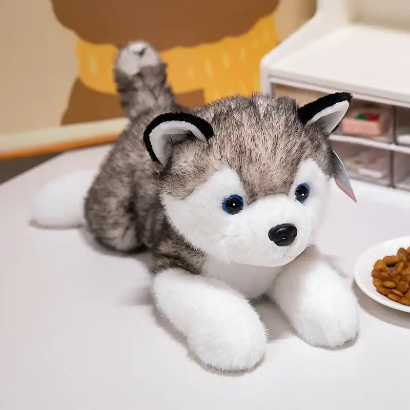 chien husky en peluche - Gris / 30cm