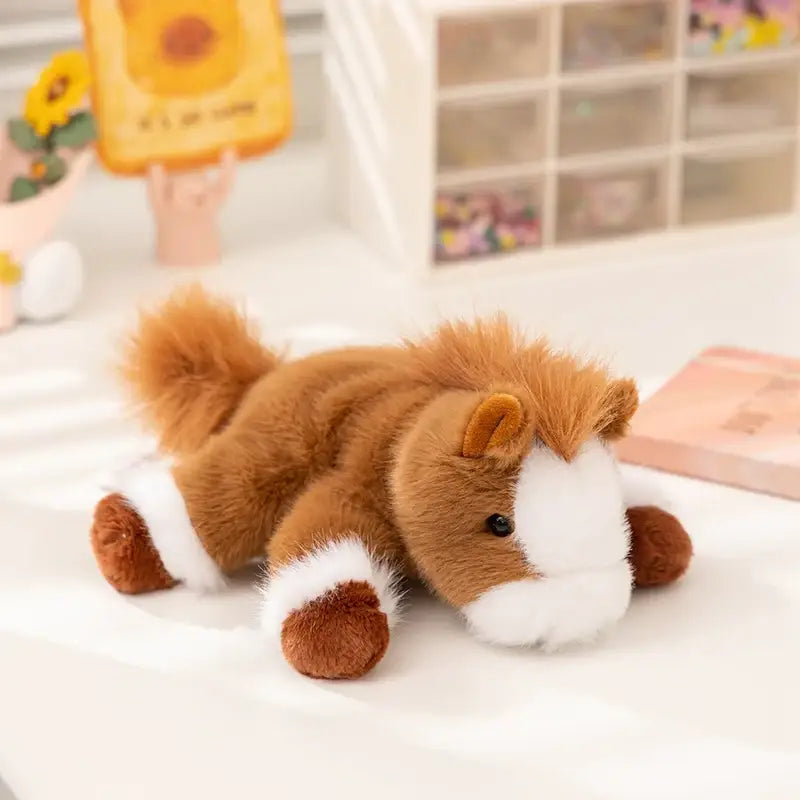 peluche cheval pas cher - Brun Clair / 18cm