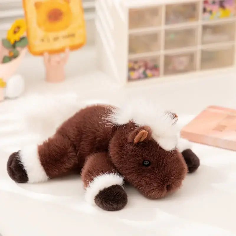 peluche cheval pas cher - Brun Foncé / 25cm