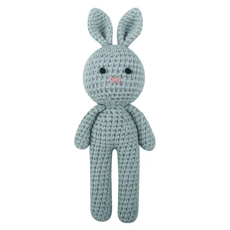 Doudou Lapin au Crochet - Bleu-19cm - Doudou Lapin au Crochet