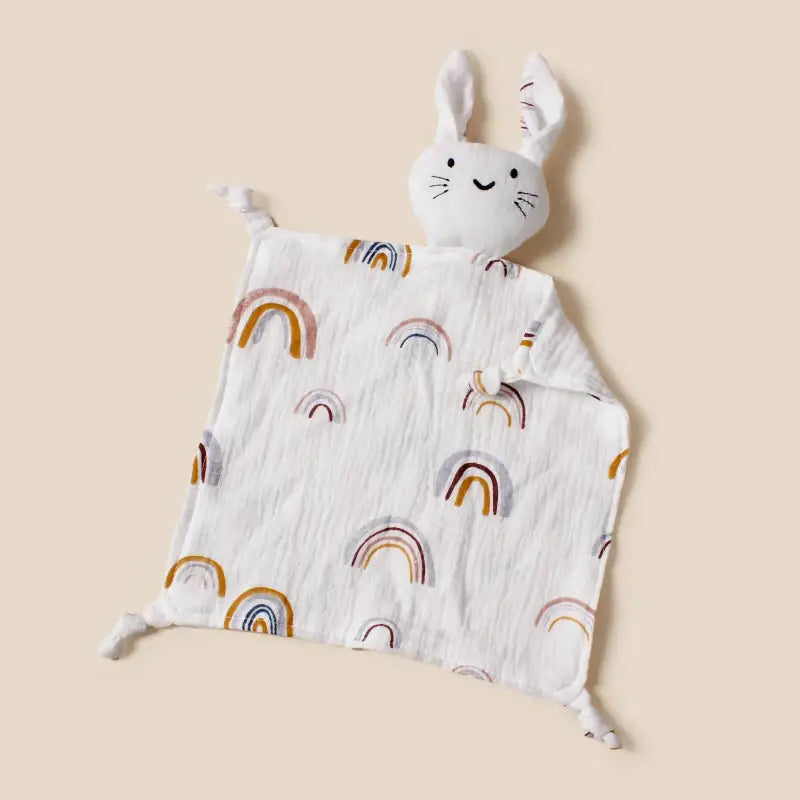 doudou plat lapin - Arc en ciel