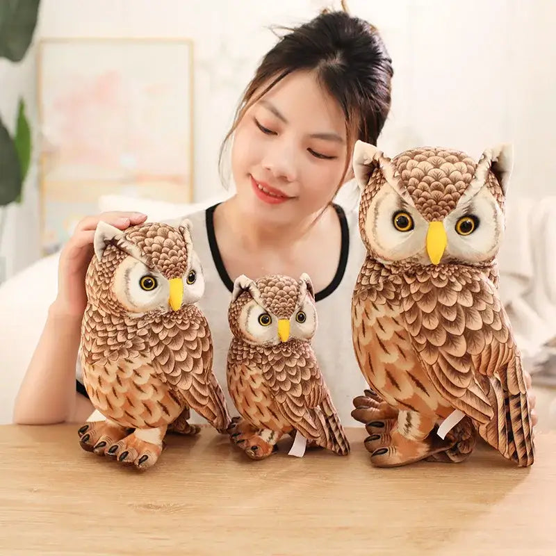 peluche hibou gros yeux