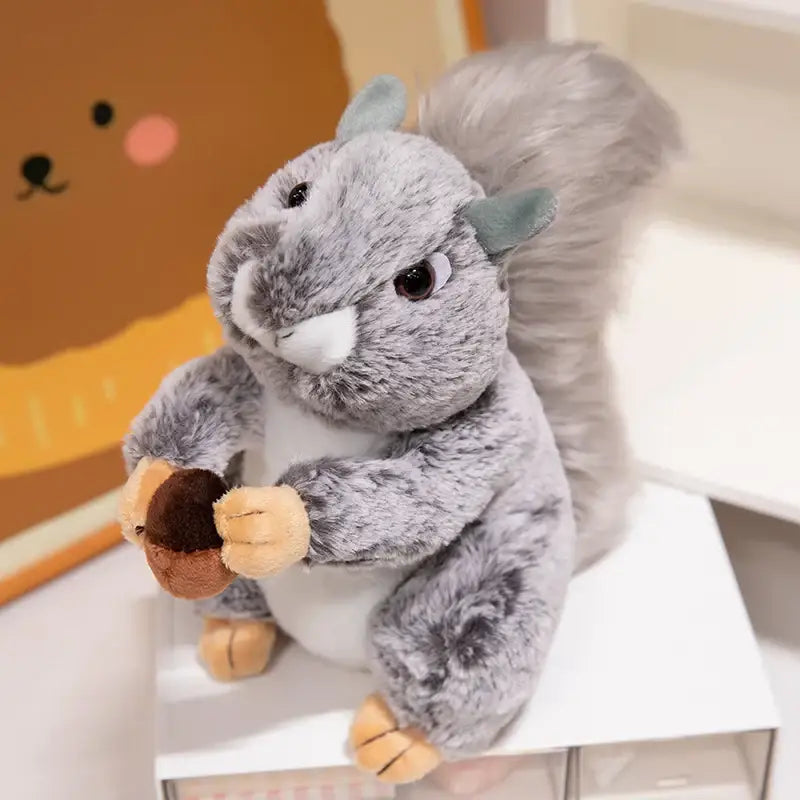 ecureuil bébé en peluche - Gris / 18cm