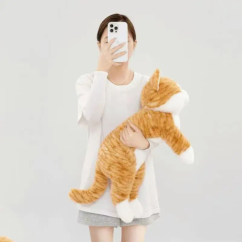 peluche chat roux realiste