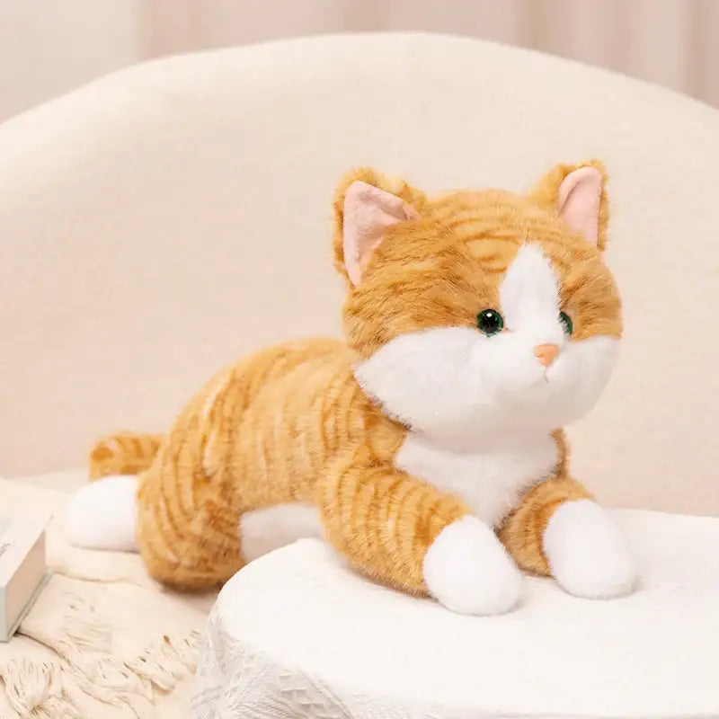 peluche chat roux realiste - 30cm