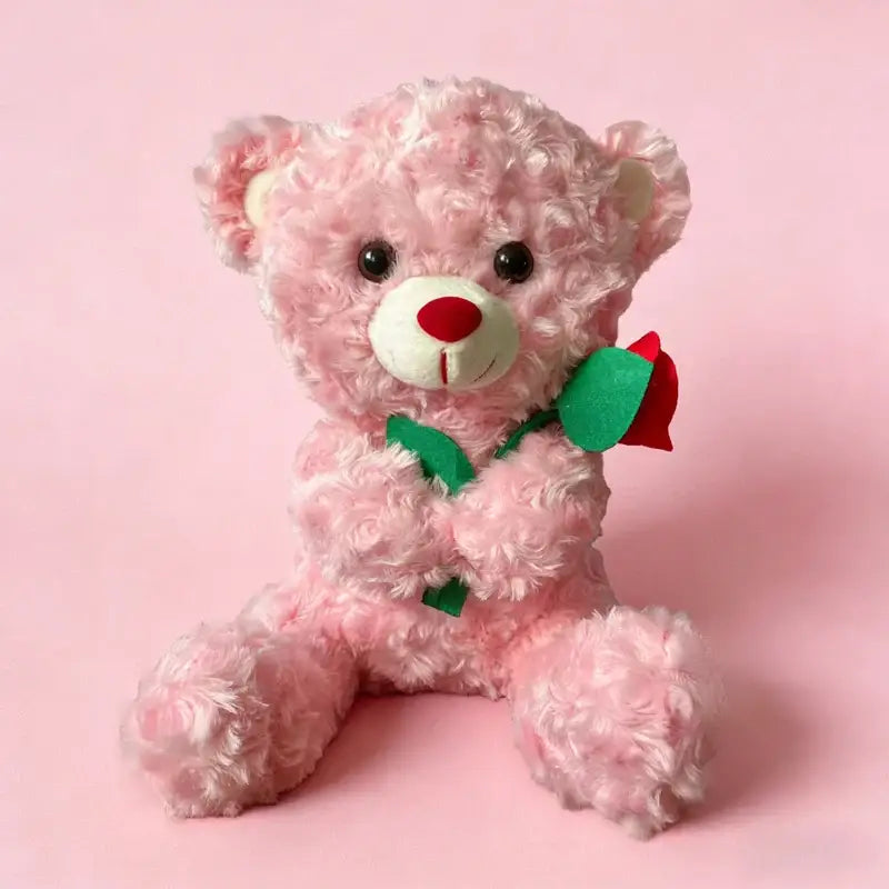 fleur ours en peluche - Rose