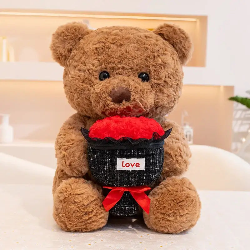 ours en peluche fleur - 30cm