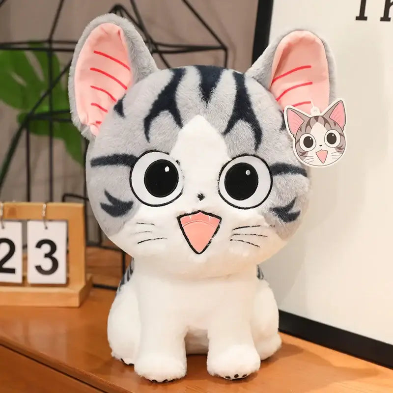 petite peluche chat - Bouche ouverte / 24cm