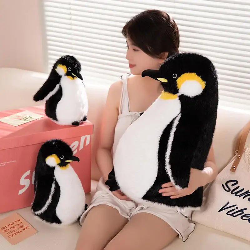 Coussin en peluche pingouin mignon et endormi, coussin en peluche pingouin doux et long Coussin en peluche pingouin mignon et endormi, coussin en peluche pingouin doux et long