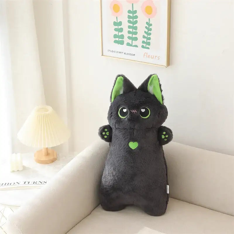 grand chat en peluche - Noir