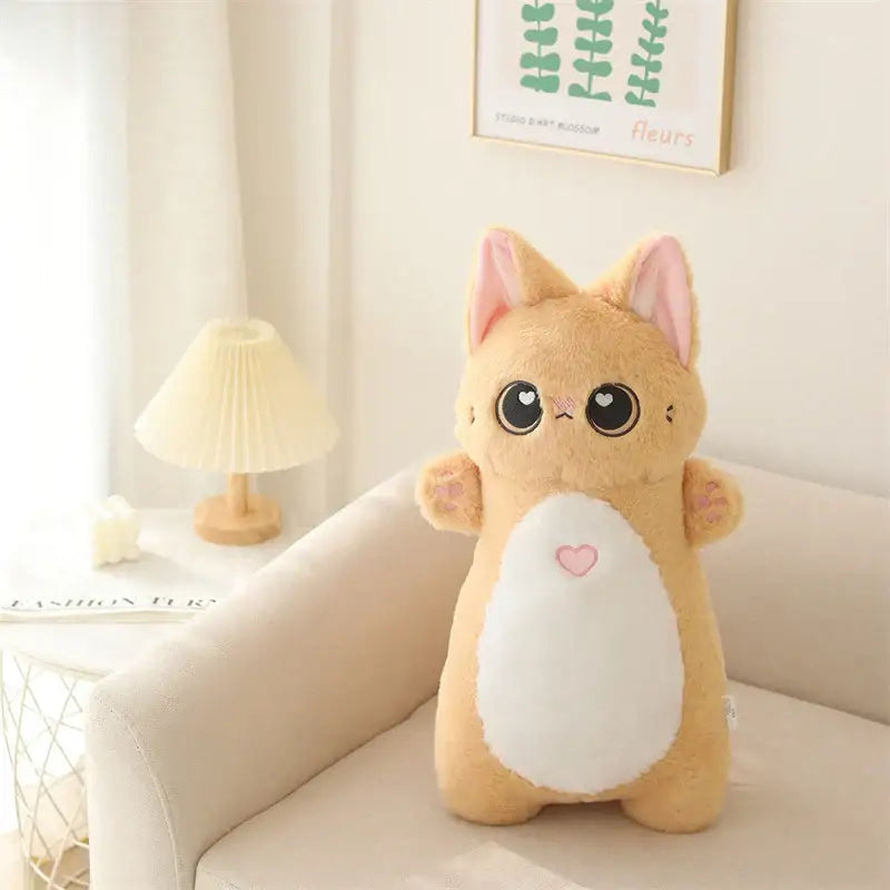 grand chat en peluche - Roux