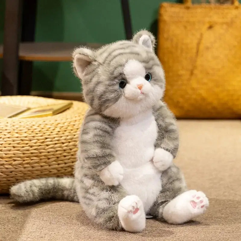 gros chat peluche - Gris