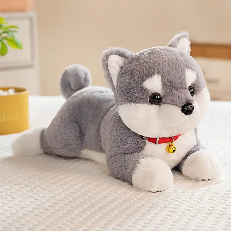 peluche chien shiba - Gris / 28cm
