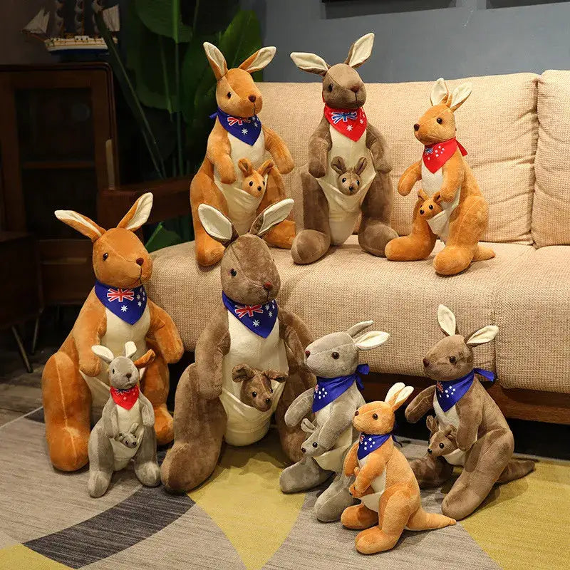 peluche kangourou avec bebe