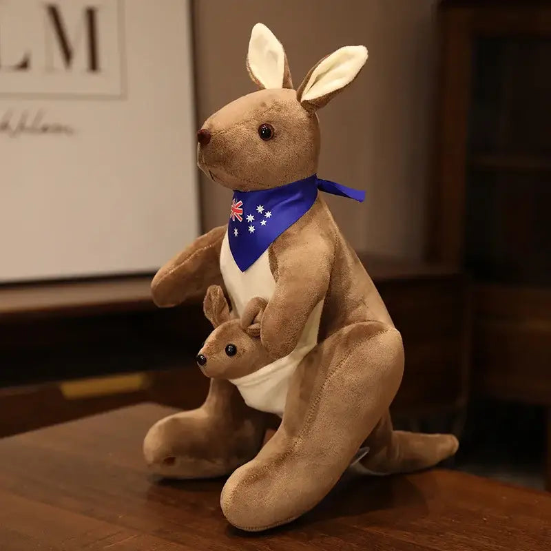 peluche kangourou avec bebe - Brun / 30cm