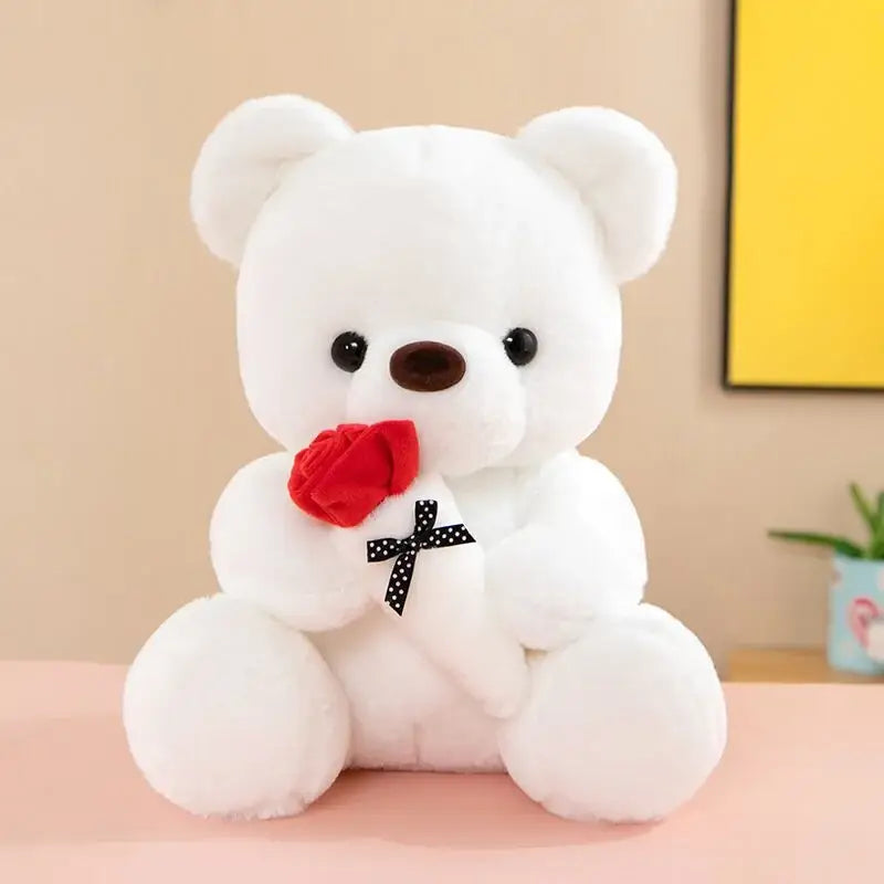 ours en peluche avec des roses - Blanc