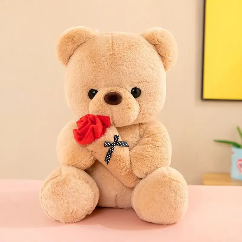ours en peluche avec des roses - Brun