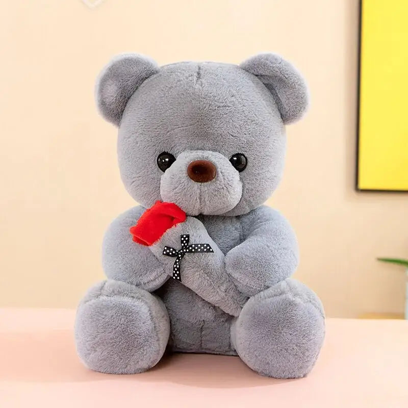 ours en peluche avec des roses - Gris