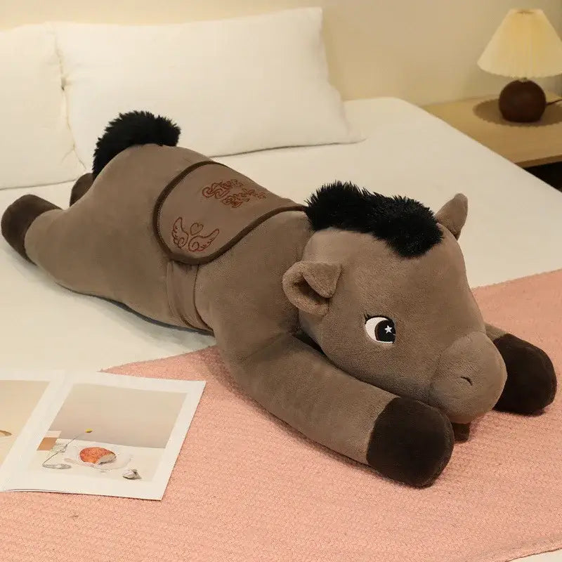 cheval en peluche geant - Gris / 70cm