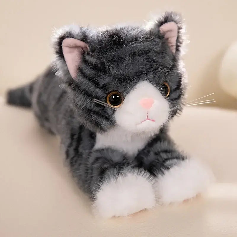 chat peluche miaule - Gris Blanc / 40cm