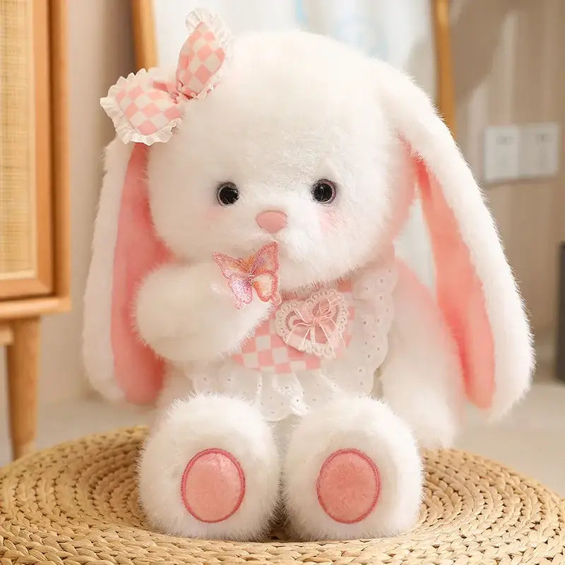 lapin rose en peluche - White rabbit / 40cm